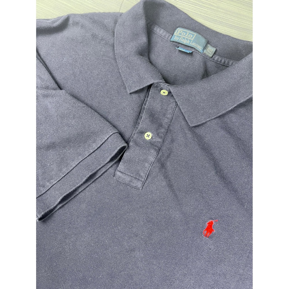 Polo Ralph Lauren Mens XLT Tall Navy Blue Pique Cotton Short Sleeve Polo Shirt
